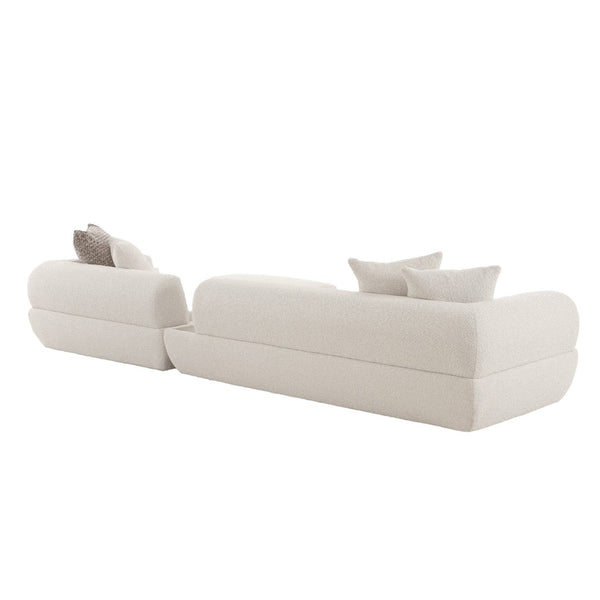 Pasargad Home Amara Modern Sectional Sofa in Beige - Stylish, Functional Design with Wood Tray