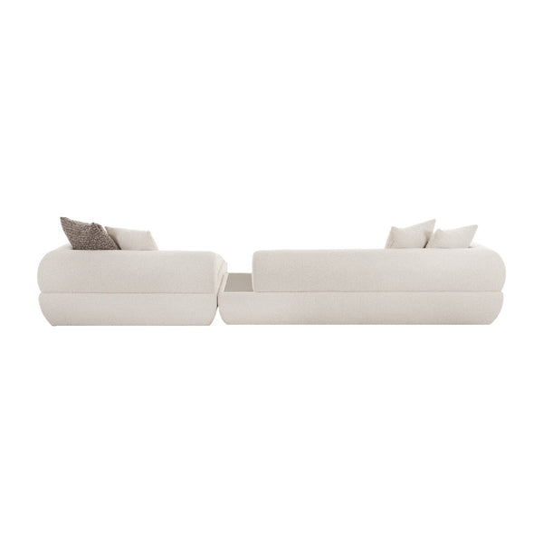 Pasargad Home Amara Modern Sectional Sofa in Beige - Stylish, Functional Design with Wood Tray