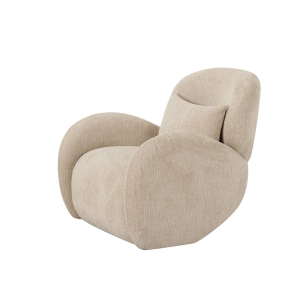 Pasargad Home Moderno Accent Chair – Stylish Beige Design with Bold Sphere Base for Modern Spaces