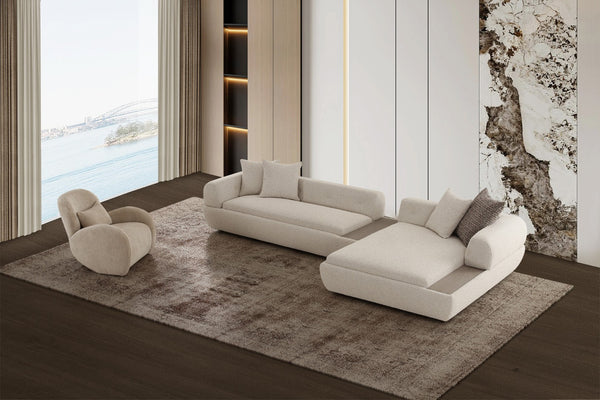 Pasargad Home Moderno Accent Chair – Stylish Beige Design with Bold Sphere Base for Modern Spaces