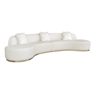 Pasargad Home Simona 150.4" Ivory Upholstered Sofa with 3 Pillows – Stylish Comfort for Your Living Room