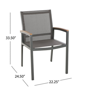 English Elm Christopher Knight Home® - Luton Dining Chair - Stylish Mid-Century Modern Design, Durable Weather-Resistant Aluminum & Comfort 62760.00GGRY
