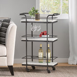 Christopher Knight Home® - Noble House - Henri Modern Glam 3 Tier Bar Cart with Marble Shelving