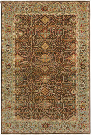 Surya Pazyryk Handmade 2' X 3' Classic New Zealand Wool Rug With Fringe - Timeless Elegance For Any Room Dark Brown Nz Wool Pzy1000-23