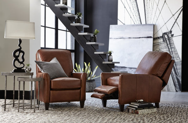 Hooker Furniture Shasta Aniline Top Grain Leather Recliner In Natchez Brown — Manual Push-Back, Plush Traditional Comfort RC127-085