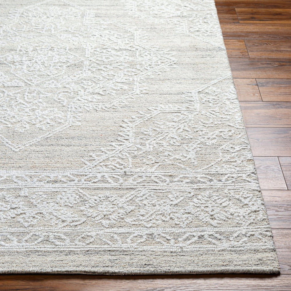 Livabliss Piazza Hand Tufted Traditional Accent Rug Recycled Pet Yarn for Entryway or Bath White, Light Gr 6' x 9' PZZ2300-69
