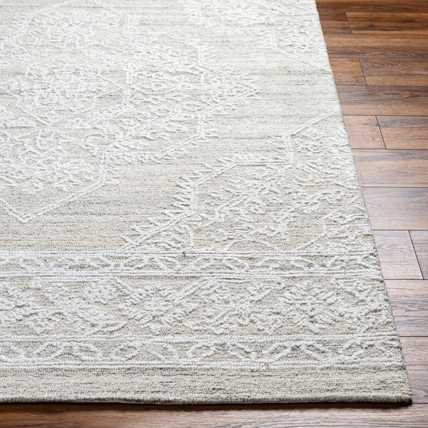 Livabliss Piazza Hand Tufted Traditional Accent Rug Recycled Pet Yarn for Entryway or Bath White, Light Gr 6' x 9' PZZ2300-69