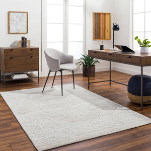 Livabliss Piazza Hand Tufted Traditional Accent Rug Recycled Pet Yarn for Entryway or Bath White, Light Gr 6' x 9' PZZ2300-69