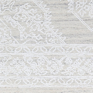 Livabliss Piazza Hand Tufted Traditional Accent Rug Recycled Pet Yarn for Entryway or Bath White, Light Gr 6' x 9' PZZ2300-69