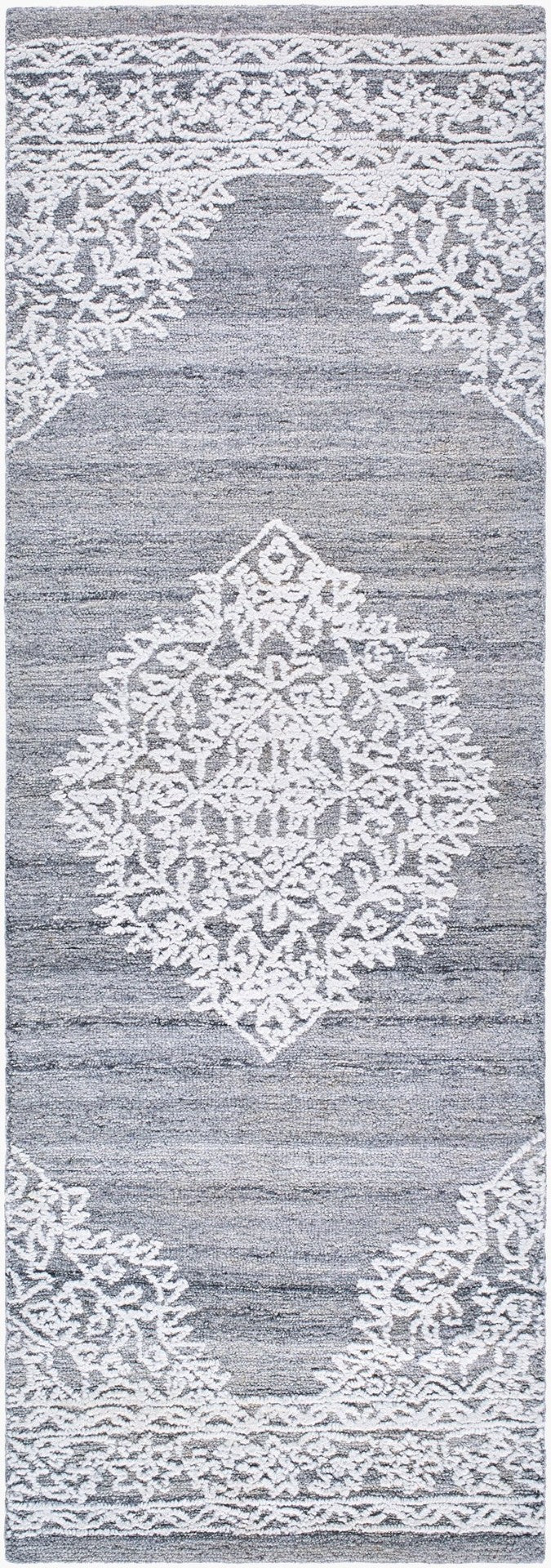Livabliss Piazza Hand Tufted Traditional Accent Rug Recycled Pet Yarn for Entryways and Bedrooms White, Gray 2'6" x 8' PZZ2301-268