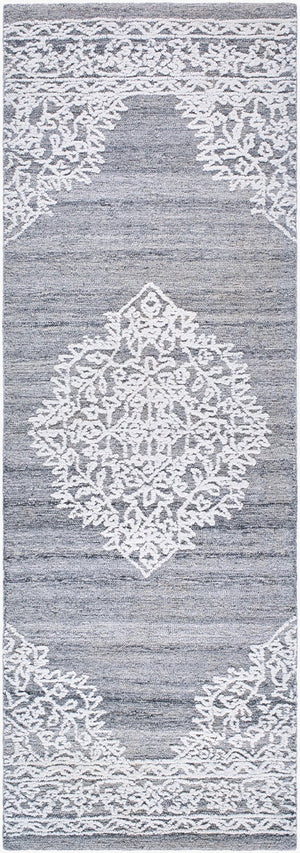 Livabliss Piazza Hand Tufted Traditional Accent Rug Recycled Pet Yarn for Entryways and Bedrooms White, Gray 2'6" x 8' PZZ2301-268