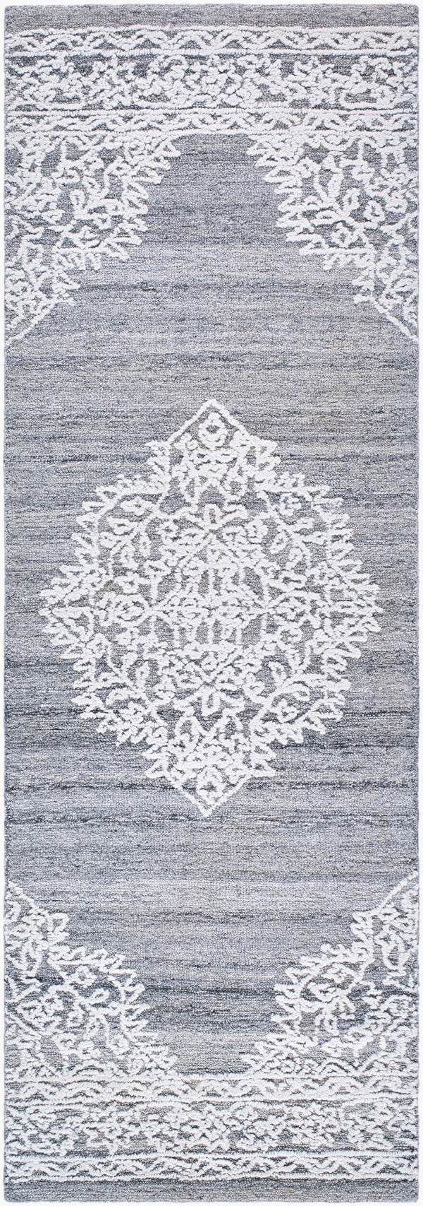 Livabliss Piazza Hand Tufted Traditional Accent Rug Recycled Pet Yarn for Entryways and Bedrooms White, Gray 2'6" x 8' PZZ2301-268