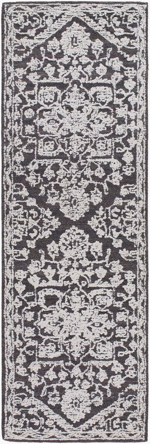 Livabliss Piazza Hand Tufted Geometric Area Rug Eco Friendly Pet Yarn Traditional Accent White, Charcoal 2'6" x 8' PZZ2302-268