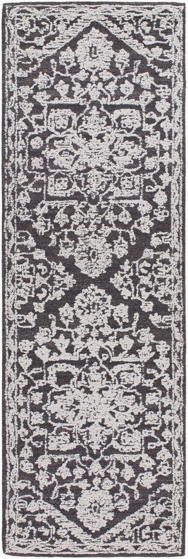 Livabliss Piazza Hand Tufted Geometric Area Rug Eco Friendly Pet Yarn Traditional Accent White, Charcoal 2'6" x 8' PZZ2302-268