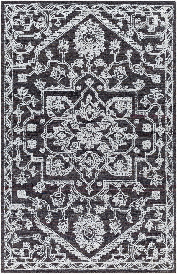 Livabliss Piazza Hand Tufted Geometric Area Rug Eco Friendly Pet Yarn Traditional Accent White, Charcoal 2' x 3' PZZ2302-23