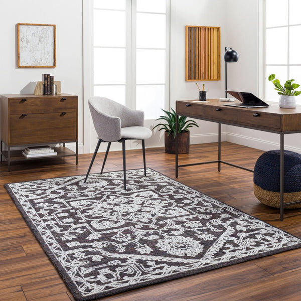 Livabliss Piazza Hand Tufted Geometric Area Rug Eco Friendly Pet Yarn Traditional Accent White, Charcoal 2' x 3' PZZ2302-23