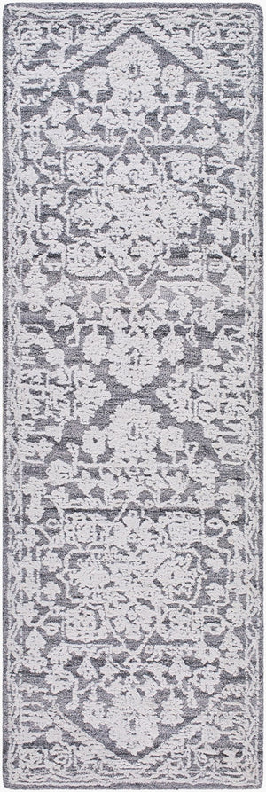 Livabliss Piazza Hand Tufted Geometric Accent Rug Sustainable Pet Yarn Entryway or Reading Nook White, Charcoal 2'6" x 8' PZZ2303-268