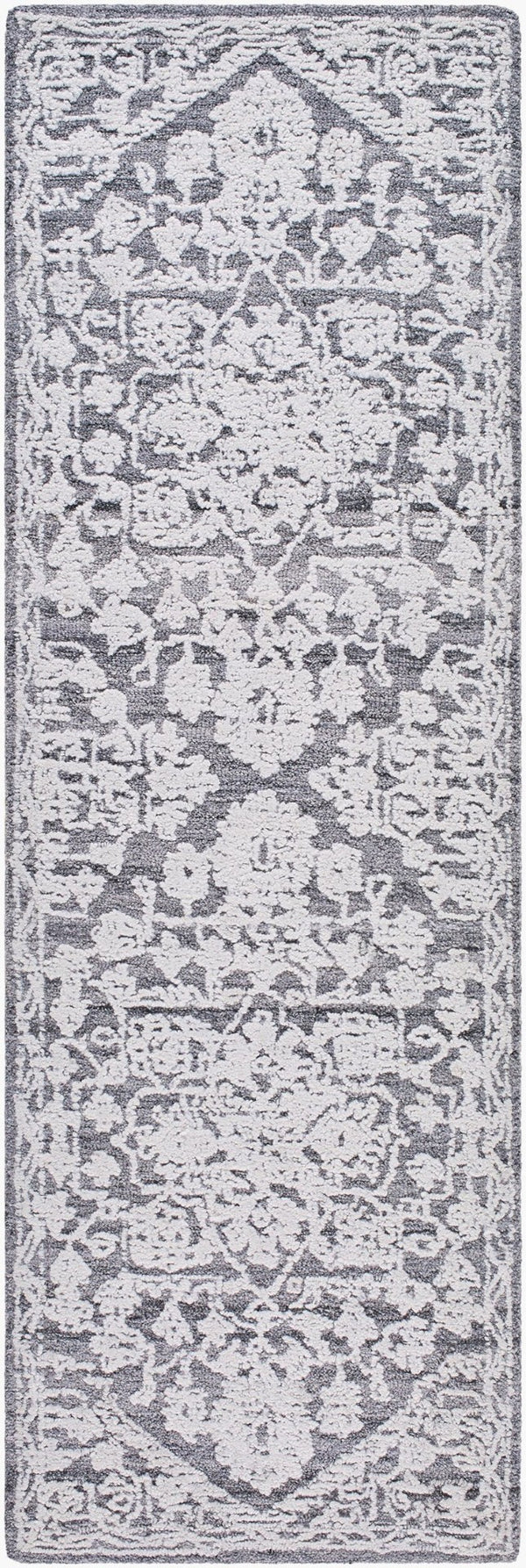 Livabliss Piazza Hand Tufted Geometric Accent Rug Sustainable Pet Yarn Entryway or Reading Nook White, Charcoal 2'6" x 8' PZZ2303-268