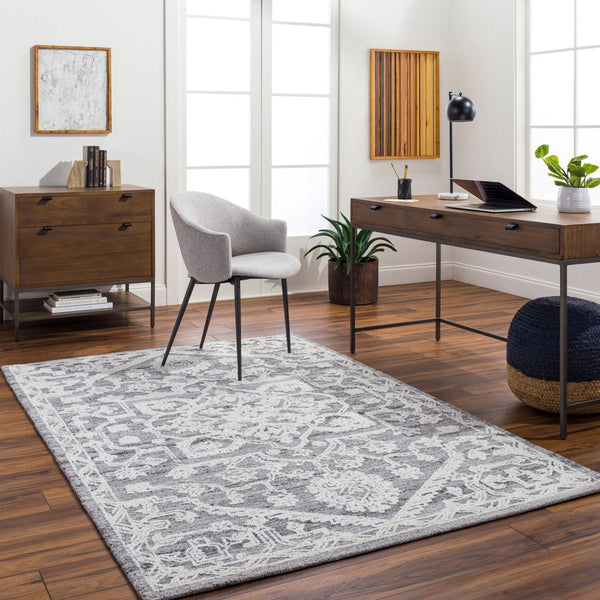 Livabliss Piazza Hand Tufted Geometric Accent Rug Sustainable Pet Yarn Entryway or Reading Nook White, Charcoal 2' x 3' PZZ2303-23