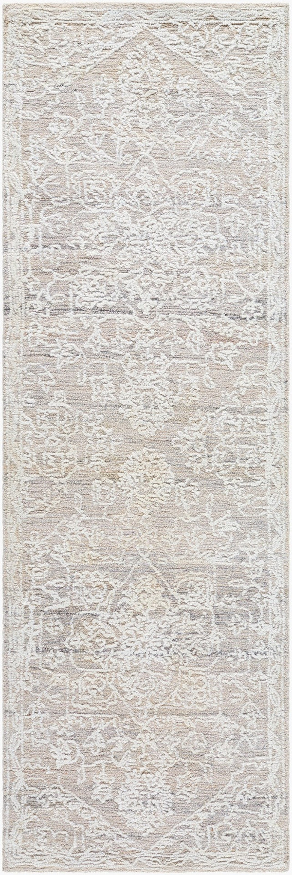 Livabliss Piazza Hand Tufted Geometric Area Rug Artisan Crafted with Recycled Pet Yarn White, Beige 2'6" x 8' PZZ2304-268
