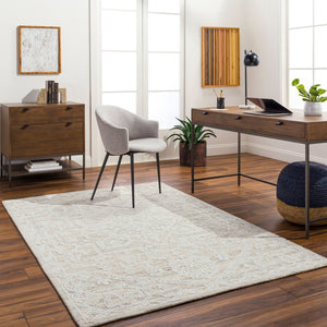 Livabliss Piazza Hand Tufted Geometric Area Rug Artisan Crafted with Recycled Pet Yarn White, Beige 2' x 3' PZZ2304-23