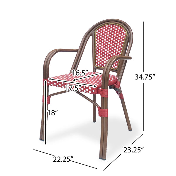English Elm Bistro Wicker Outdoor Dining Chairs Set of Two with Rust Resistant Aluminum Frame Patio 72905.00RED