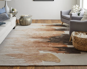 Feizy Rugs Anya Modern Watercolor-inspired Hand-tufted Wool And Viscose Rug For Contemporary Spaces Red,Brown,Orange Wool,Viscose Any8883frstbrnh00