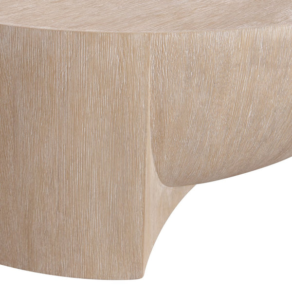 Bernhardt Bernhardt Loggia Round Cocktail Table — 48" Aria Wood-Grain Resin Top, Sculptural Convex/Concave Design, Casters 345009