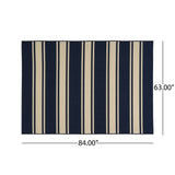 Christopher Knight Home® - Noble House - Cabana Outdoor 5'3" X 7' Stripe Area Rug, Navy and Ivory