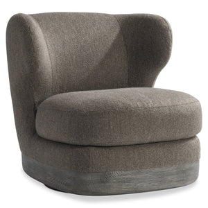 Bernhardt Bernhardt Beck Upholstered Swivel Chair With Sculpted Wingback, Deep Seat & Textured Wood Base B822SO