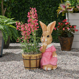 Christopher Knight Home® - Noble House - Kuhrs Outdoor Decorative Rabbit Planter, Brown and Pink