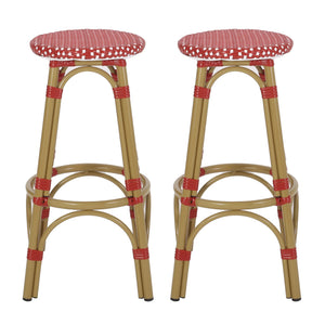 English Elm Outdoor Tropical Pe Rattan Backless Barstools Aluminum Frame Poolside Set of 2 72607.00RD
