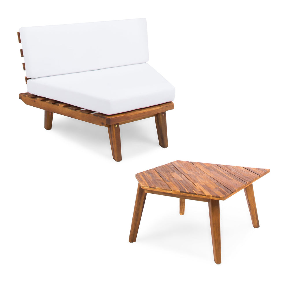 English Elm Hillcrest Solid Acacia Corner Sofa with Built-in Side Table for Outdoor Living 61288.00TSETSBWHI