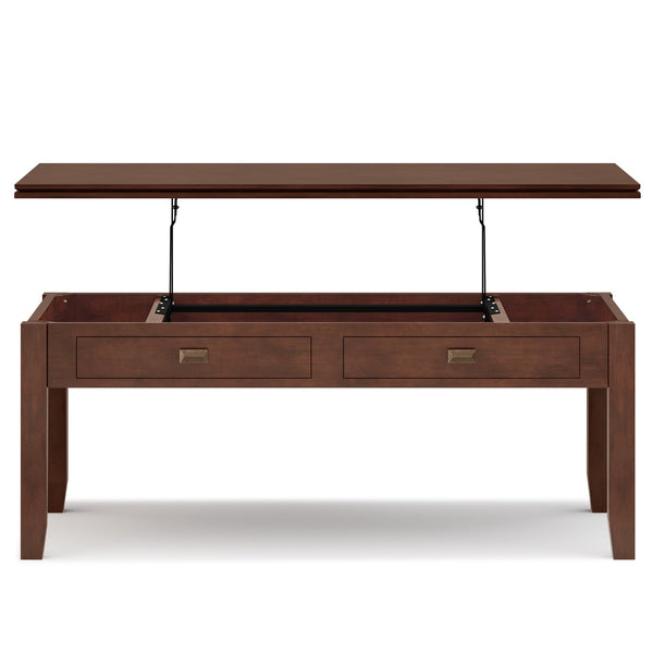 English Elm Artisan Lift Top Coffee Table - Rich Russet Brown With Hidden Storage For Living Room Elegance B136P158380