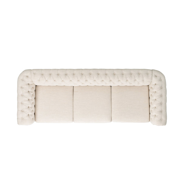 English Elm Sofa Chesterfield Three Seat Tufted Scrolled Arm Nailhead Living Room Formal Piece 68014.00FBGE