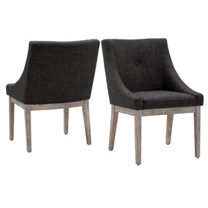 Homelegance By Top-Line Marsean Button Tufted Slope Arm Linen Dining Chairs (Set of 2) Grey Rubberwood