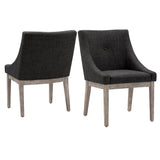 Marsean Button Tufted Slope Arm Linen Dining Chairs (Set of 2)