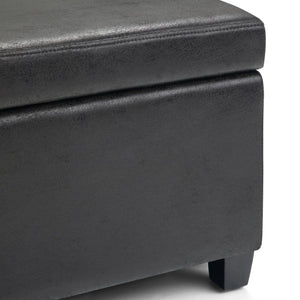 English Elm Avalon Storage Ottoman Bench - Stylish Distressed Black Seating With Spacious Storage & Safety Hinge B136P158640
