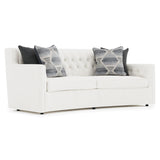 Candace Crescent-Shaped Sofa in White with Button Tufting and Track Arms, Luxurious Comfort