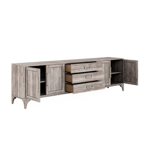 A.R.T. Furniture Sojourn Entertainment Cabinet - Transitional Design In Ashen Finish With Adjustable Shelves & Storage Gray Materials, Ash Solids With Knotty Oak Veneers 316423-2311