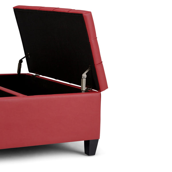 English Elm Harrison - Versatile Crimson Red Storage Ottoman Coffee Table With Tufted Design & Hidden Space B136P159152