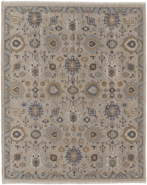 Feizy Rugs Corbitt Hand Knotted Wool Oriental Rug - Intricate Persian Design In Muted Tones For Elegance Tan,Blue,Gold Wool Cor0613fbgemlth50