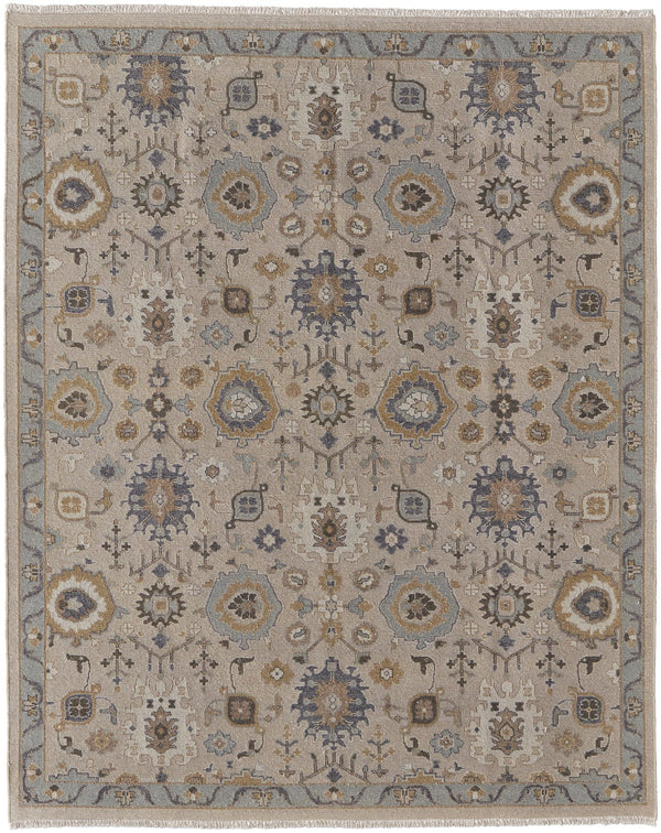 Feizy Rugs Corbitt Hand Knotted Wool Oriental Rug - Intricate Persian Design In Muted Tones For Elegance Tan,Blue,Gold Wool Cor0613fbgemlth50