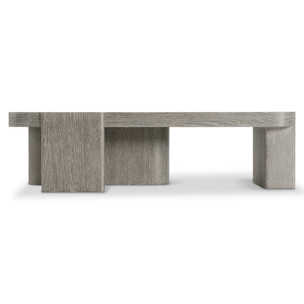 Bernhardt Bernhardt Monolith Open Base Cocktail Table — Wire-Brushed White Oak Puma Finish, Asymmetrical Sculptural Design 343013