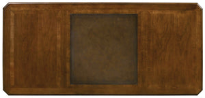 Hooker Furniture Brookhaven Distressed Cherry Executive Desk With Bonded Leather Top, Column Carvings & Locking Files 281-10-583