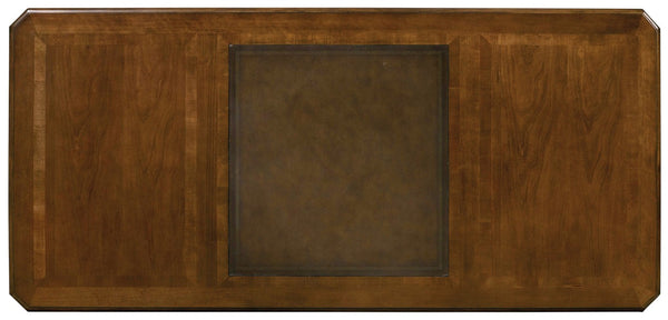 Hooker Furniture Brookhaven Distressed Cherry Executive Desk With Bonded Leather Top, Column Carvings & Locking Files 281-10-583