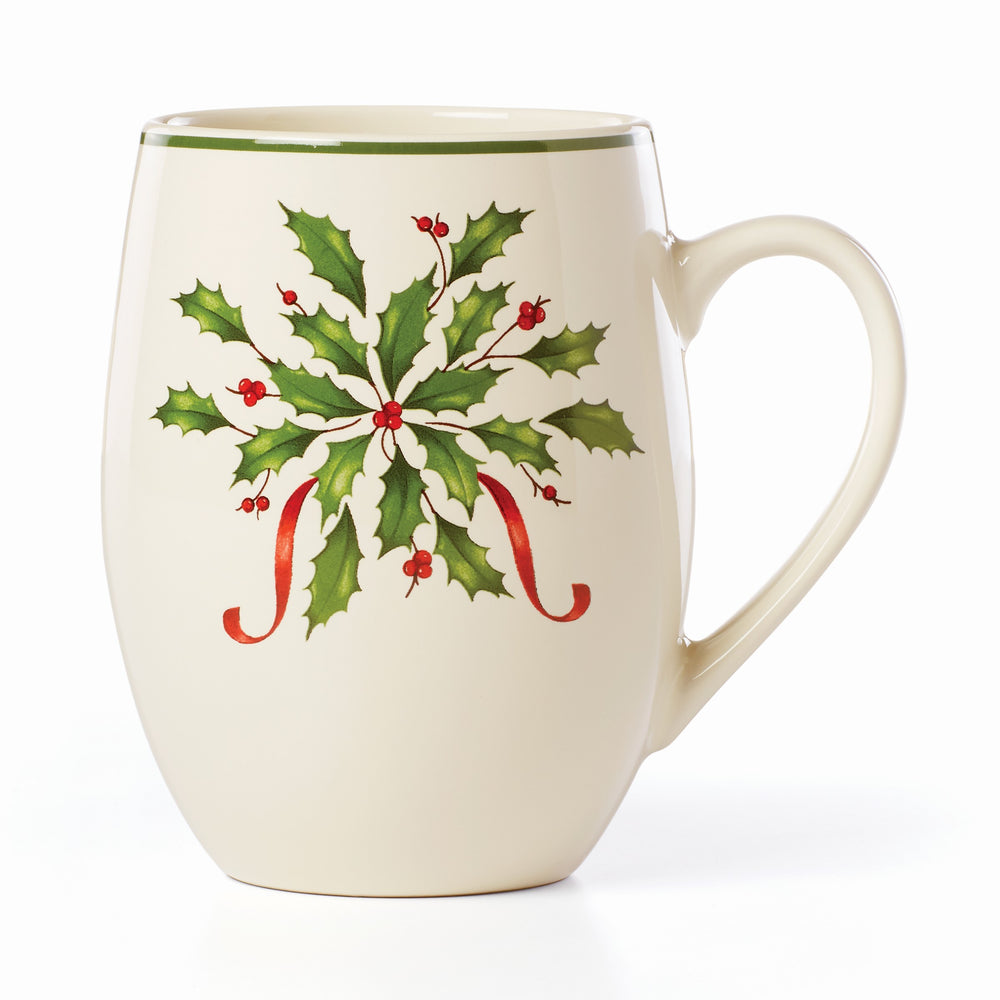 Lenox Holiday Cocoa Mug Red & Green, IVORY STONEWARE 890776