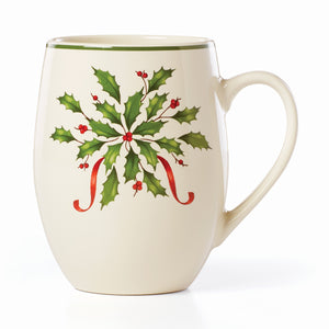 Lenox Holiday Cocoa Mug Red & Green, IVORY STONEWARE 890776