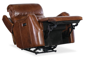 Hooker Furniture Harlan Zero Gravity Power Recliner With Usb Port, Top-Grain Leather, Bustle Back & Metal Base Brown SS734-PHZ1-088