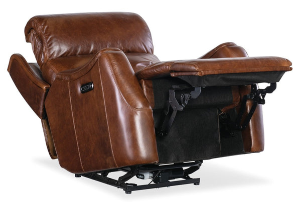 Hooker Furniture Harlan Zero Gravity Power Recliner With Usb Port, Top-Grain Leather, Bustle Back & Metal Base Brown SS734-PHZ1-088